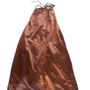 Brown ,satin,dress ,long ,beautiful dress ,for party , backless